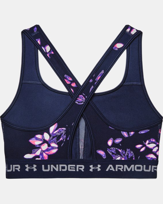 Women's Armour® Mid Crossback Printed Sports Bra, Navy, pdpMainDesktop image number 9
